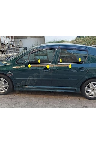 Markadan Peugeot 307 Krom Cam Çıtası 2001-2008 4 Parça Paslanmaz