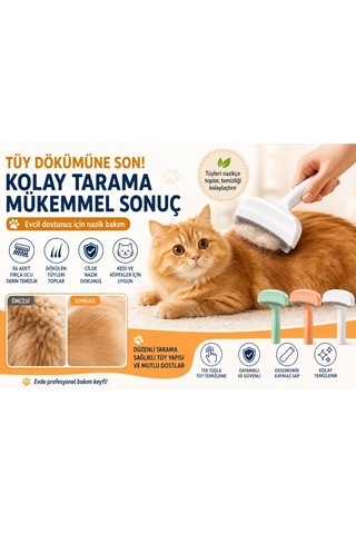 Nw Nessiworld Metal Uçlu Evcil Hayvan Tüy Toplama Tarağı