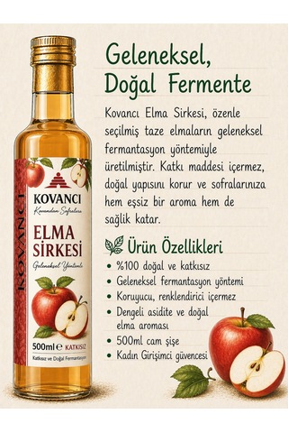 Elma Sirkesi 500 Ml %100 Doğal & Fermente Katkısız