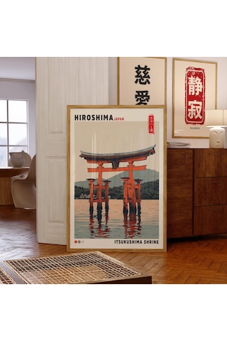Itsukushima Tapınağı, Hiroşima Japonya Duvar Sanatı, Yüzen Torii Kapısı Posteri