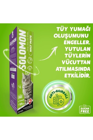 Solomon Malt Paste 100 Gr Kedi Tüy Yumağı Önlemeyi Destekleyen Malt Macunu