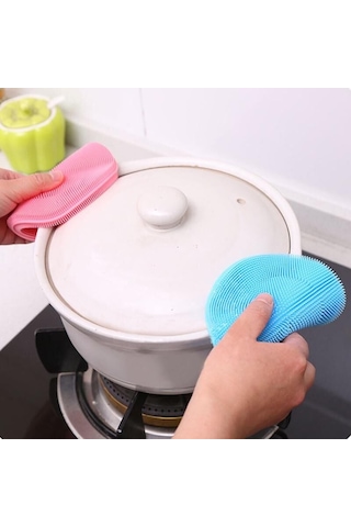 2 Li Çok Amaçlı Silikon Bulaşık Fırçası -nihale- Tutacak Renkli