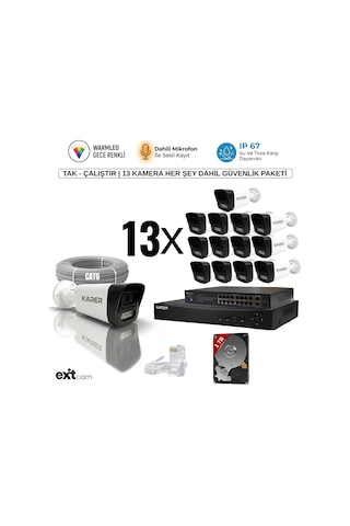 13'lü Ip- Prpfesyonel-5mp-poeli-sesli -ultra Hd 5mp Ip Kamera -yapay Zeka-1tb-güvenlik Kamerası