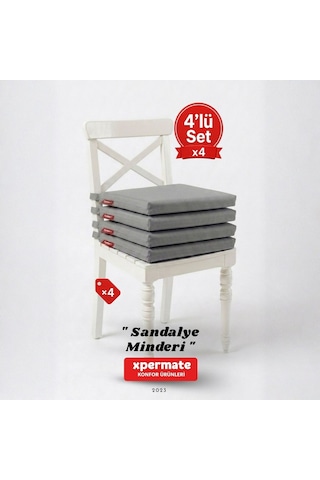 Xpermate 4'lü Sandalye Minderi Su İtici Kumaş 40 x 40 CM Antrasit