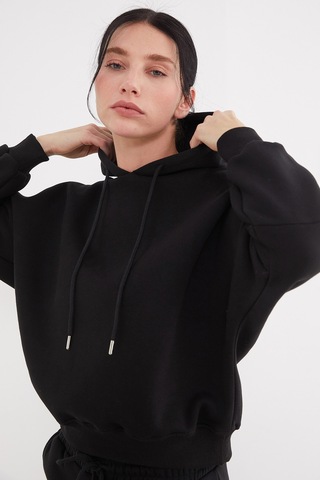 Fullamoda 3 İplik Basic Kapüşonlu Jogger Eşofman Takımı Siyah