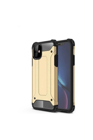 Noktaks - Apple Uyumlu iPhone 11 - Kılıf Çift Katman Zırh Tank Crash Military Kapak - Gold