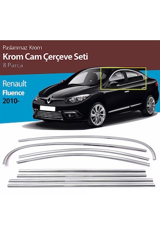 Renault Fluence Cam Çıtası Komple Set Çerçevesi Kromu Nikelajı