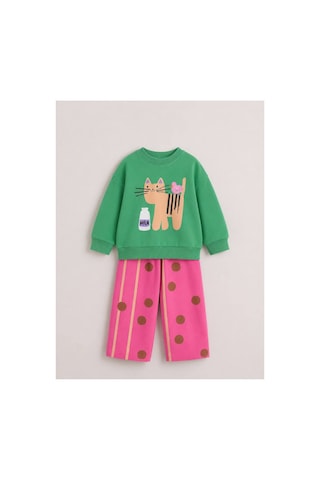 Poala Kids Milk & Meov Takım Yeşil - Pembe