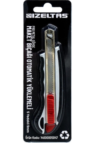 İzeltaş Pro Metal Gövde Oto.yüklemeli 5 Yedekli Maket Bıçağı 9 Mm
