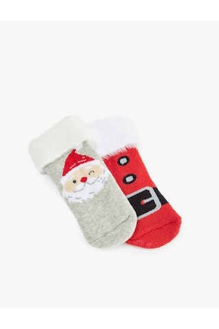 Koton Noel Baba Baskılı 2'li Yılbaşı Çorabı Multıcolor 6wmb80009aa Mavi