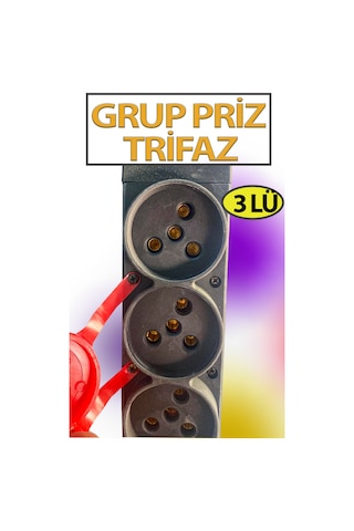 Sanayi Tip Trifaze Grup Priz Zirvesan 3 Faz Kapaklı Kauçuk
