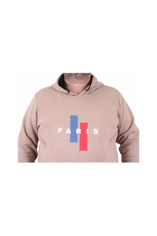 Moc Grande Mocgrande Erkek Büyük Beden Kapuşonlu Sweat Paris 23209 Toprak