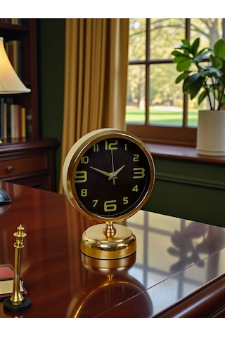 Büro Ev Ofis Hediyesi İçin 20x25cm Golden Metal Masa Saati Diğer