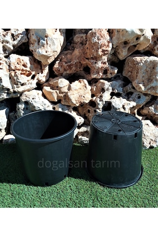 15 Adet 14 Lt Siyah Yuvarlak Üretim Saksı Fide Saksı Çiçek Saksı