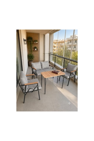 Rüya Model, Balkon, Bahçe, Cafe, Balkon Takımı, Oturma Grubu, Metal Kanepe, Balkon Mobilyası 2 1 1 50x90 Masalı