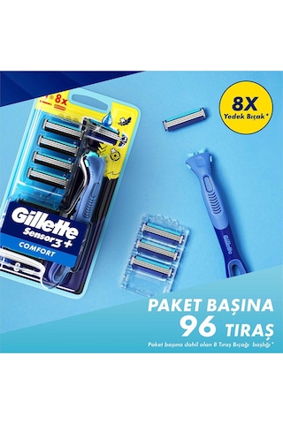 Gillette Sensor 3 Comfort Tıraş Bıçağı + Yedek Başlık 8'li