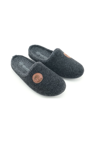 Gezer Erkek Kışlık Keçe Çıkarılabilir İç Taban Rahat Ev Bahçe Gondol Terlik Siyah