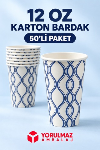 12 Oz Karton Bardak 50 Adet Sıcak Soğuk İçecek Uyumlu Tek Kullanımlık Kağıt Bardak