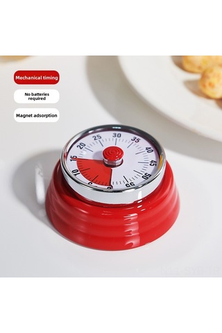 Symbee Stanyum Çelik Mutfak Zamanlayıcı, Magnetlı Mekanik Geri Sayım, Pişirme/öğrenci Zaman Yöneticisi, Kırmızı