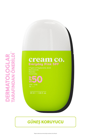 Cream Co. Pink Ton Eşitleyici Leke Karşıtı ve Aydınlatıcı Koruyucu Güneş Kremi SPF50 40 ML