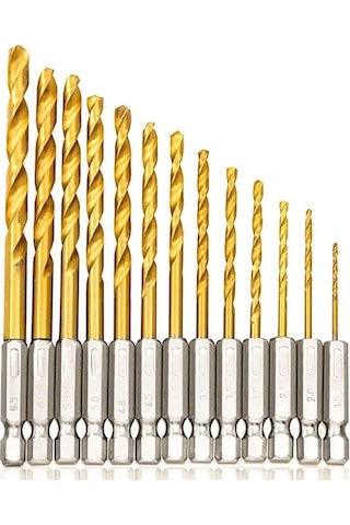 Hss Tungsten Karbür Matkap Uç 13 Lü Set 1/4 Hex Shank 1.5-6.5mm