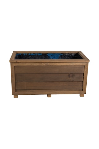 Kaf Ahşap Dekoratif Ahşap Saksı - Uzun / Emprenye Kahve