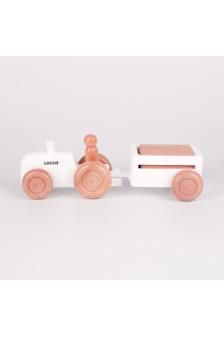 Ahşap Retro Traktör Beyaz