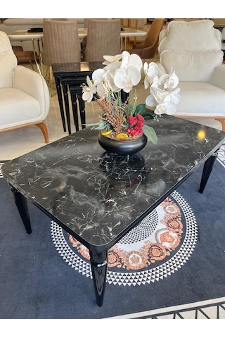 Akset Orta Sehpa Lüx Siyah Mermer Full Siyah