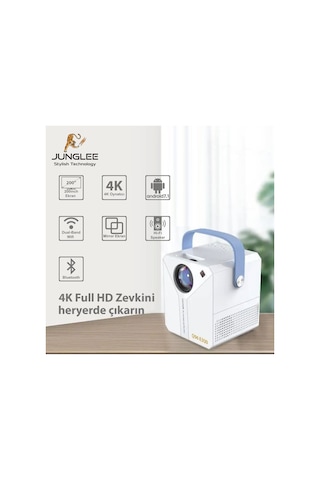 Android 4k Ultra Hd Wifi Projeksiyon Cihazı Usb Hdmi Tf Card Girişli Dahili Hoparlör Ekran Yansıtma