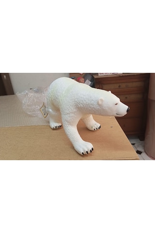Plastik Oyuncak Büyük Boy Beyaz Kutup Ayısı 40 Cm
