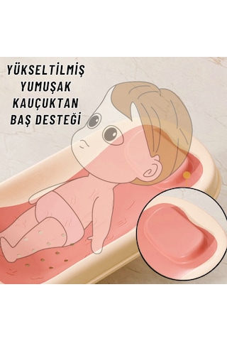 Katlanabilir Silikon Bebek Besleme Ve Yıkama Banyo Oturağı Alt Değiştirme Sehpası Pembe