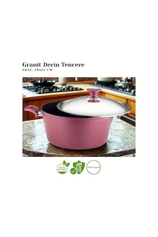 10 Parça Granit Set Çelik Kapak - Mürdüm Mürdüm