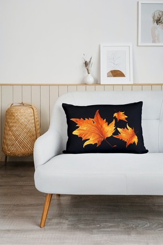 Çınar Yaprağı Desen Baskılı Tv Battaniyeli Opsiyonel Dekoratif Hediye Yastık Battaniye 2in1 Gifts Çok Renkli