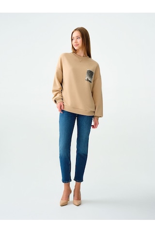 LOFT Oversize Kadın Sweatshirt Bej