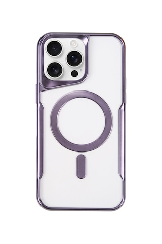 Apple iPhone Uyumlu Uyumlu 16 Pro Kılıf Boyi Magsafe Silikon Kapak - Derin Mor