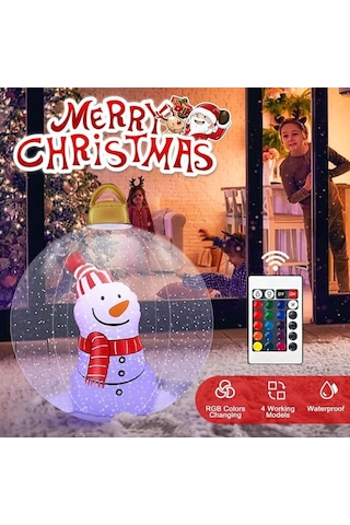 Suofeng Noel Karakterli Hava Dolu Dekoratif Top - Bahçe Çim Alani Bayram Dekoru