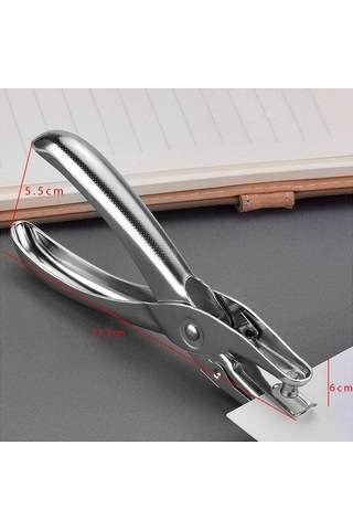 Ccgloball Adet Tek Delik Zımba El Tek Yuvarlak Kağıt Pense Zımba Zımba Tek Delik Krom Metal Delici Kağıt Kartı Için