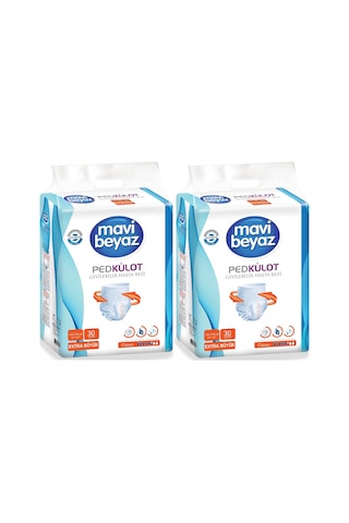 Mavi Beyaz Ped Emici Külot Hasta Bezi XL Extra Büyük 60 Adet