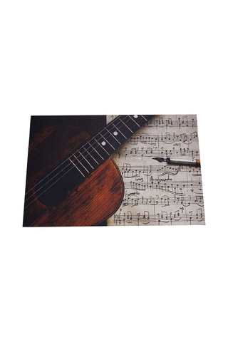 Gitar Ve Notalar Desenli Kauçuk Kapı Önü Paspası