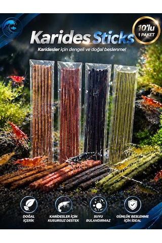 Aqua Expert Karides Sticks Karides Yemi 10 Lu Paket Doğal Besleyici Çubuk Yem Özel Formül - Red Pepper
