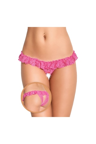 Desire İn Motion Bel Fırfırlı Dantelli Fantezi Kadın Külot String Pembe