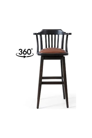 Arven Döner Ahşap Bar Sandalyesi Siyah