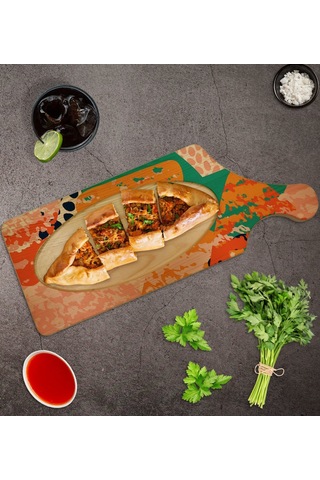 Bk Gift Modern Art Tasarımlı Dikdörtgen Şeklinde Doğal Ahşap Servis Ve Sunum Tabağı Model 1