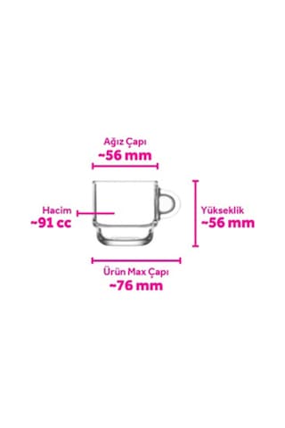 Lav Cozy Cam Espresso Fincanı 6 Kişilik 91 ml (Türk Kahvesi Fincanı )