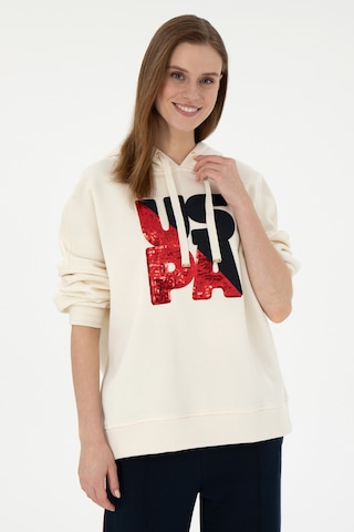 U.S. Polo Assn. Kadın Krem Kapüşonlu Sweatshirt 50292353-VR071