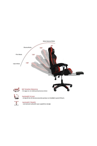 Fashcolle Dynamic Masajlı Oyuncu Koltuğu Kırmızı - Siyah