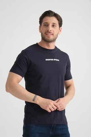 Shooter Sportwear Shooter Erkek Bisiklet Yaka Tişört Premium Pamuklu Yüksek Kalite Regular Fit Lacivert