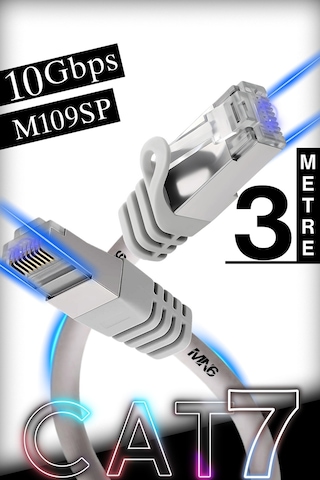 Mn6 M109sp Cat7 Kablo 3 Metre/10 Gbps'e Kadar-örgülü Ve Folyo Ekranlama/3 Metre Cat7 Ethernet Kablosu 3 Metre