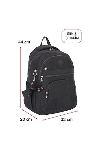 Dada Okul Sırt Çantası Siyah Ortaokul Lise Geniş İç Hacim Ortopedik Su Geçirmez Kumaş Siyah