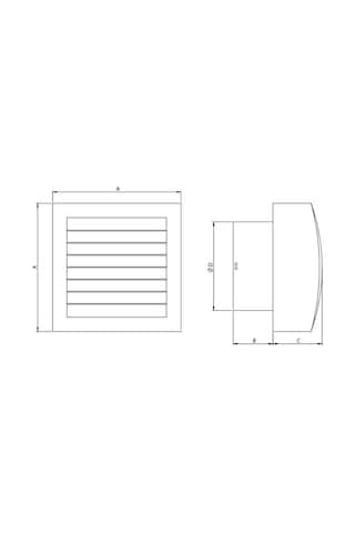 Bahçıvan 22.9x22.9 CM EC 1530E 2250 D/D 220/230 V Otomatik Panjurlu Tuvalet Banyo ve Mutfak Aspiratörü